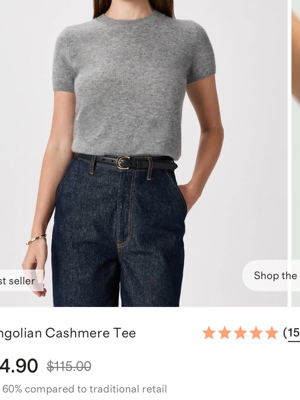 Quince Mongolian Cashmere Tee Gray Size XS